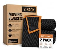 HELAOGUI Moving Blankets, 80 * 72 Inches, Black, 2-Pack