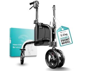 Helavo 3 Wheel Walker with Double Front Wheels - only 5,5 kg, Foldable, Narrow Walker for Indoors and Outdoors, Aluminium Rollator for The Elderly