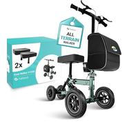 Helavo Knee Scooter with Puncture-Proof, Flat-Free Solid Rubber Tires - Foldable Knee Scooter for Broken Ankle, Foot or Lower Leg Injuries, Compact Crutches Alternative with 2 Knee Pads Included