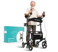 Helavo Upright Walker with Seat, Foldable Stand Up Walker for Seniors