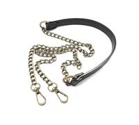 HELBAY 60-160cm Adjustable Replacement Shoulder Strap - Black Leather With Gold,Silver,Gun Black,Bronze Metal Chains