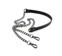 HELBAY 60-160cm Adjustable Replacement Shoulder Strap - Black Leather With Gold,Silver,Gun Black,Bronze Metal Chains