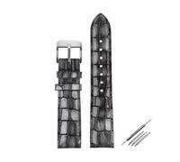 HELBAY Men's Alligator Leather Strap, 18mm, 20mm, 22mm, Watch Accessories, Solid Buckle, Blue, Green, Brown,Grey Silver,18mm