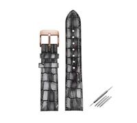 HELBAY Men's Alligator Leather Strap, 18mm, 20mm, 22mm, Watch Accessories, Solid Buckle, Blue, Green, Brown,Grey Rose Gold,18mm