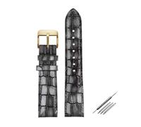 HELBAY Men's Alligator Leather Strap, 18mm, 20mm, 22mm, Watch Accessories, Solid Buckle, Blue, Green, Brown,Grey Gold,20mm