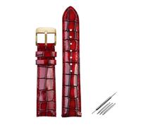 HELBAY Men's Alligator Leather Strap, 18mm, 20mm, 22mm, Watch Accessories, Solid Buckle, Blue, Green, Brown,Red Gold,18mm