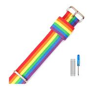 HELBAY Men's Braided Nylon Canvas Watch Straps 18mm, 20mm, 22mm, Replacement Wristband Accessory,Rainbow-Rose,22mm