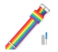 HELBAY Men's Braided Nylon Canvas Watch Straps 18mm, 20mm, 22mm, Replacement Wristband Accessory,Rainbow-Steel,20mm