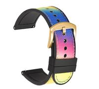 HELBAY Men's Braided Nylon Silicone Watch Strap, 20mm/22mm, Replacement Strap Accessory,Rainbow Gold,22mm