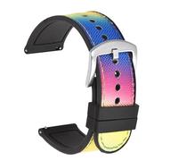 HELBAY Men's Braided Nylon Silicone Watch Strap, 20mm/22mm, Replacement Strap Accessory,Rainbow Silver,20mm