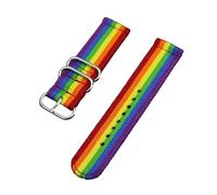 HELBAY Men's Braided Nylon Watch Straps, 18mm, 20mm, 22mm, 24mm,Replacement Wristband Accessories,Rainbow Silver,20mm