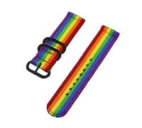 HELBAY Men's Braided Nylon Watch Straps, 18mm, 20mm, 22mm, 24mm,Replacement Wristband Accessories,Rainbow Black,20mm