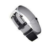HELBAY Men's Canvas, Nylon & Leather Composite Watch Straps, 20mm, 22mm, Replacement Watch Straps,Gray,20mm,Silver Buckle