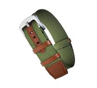 HELBAY Men's Canvas, Nylon & Leather Composite Watch Straps, 20mm, 22mm, Replacement Watch Straps,Green,22mm,Black Buckle