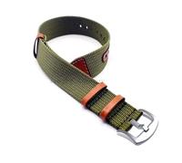 HELBAY Men's Canvas Nylon Leather Watch Strap, 20mm/22mm, Replacement Wristband,Green-Round Buckle,20mm