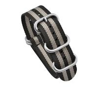 HELBAY Men's Heavy Duty Nylon Watch Strap, 20mm/22mm, Braided Fabric Strap, Stainless Steel Buckle,Black Grey S,22mm