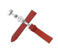 HELBAY Men's Leather Watch Straps 10-22mm, 20mm, Soft Ultra-Thin Replacement Straps, Butterfly Buckle,Red,19mm