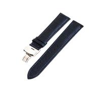 HELBAY Men's Leather Watch Straps 12-24mm, Butterfly Buckle, Steel Buckle, Replacement Strap Accessory,Dark Blue,18mm