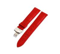 HELBAY Men's Leather Watch Straps 12-24mm, Butterfly Buckle, Steel Buckle, Replacement Strap Accessory,Red,16mm