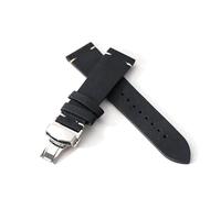 HELBAY Men's Leather Watch Straps, 18mm, 20mm, 21mm, 22mm, Universal Butterfly Clasp Straps,Black,22mm