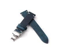 HELBAY Men's Leather Watch Straps, 18mm, 20mm, 21mm, 22mm, Universal Butterfly Clasp Straps,Blue,18mm