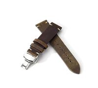 HELBAY Men's Leather Watch Straps, 18mm, 20mm, 21mm, 22mm, Universal Butterfly Clasp Straps,Dark Brown,21mm