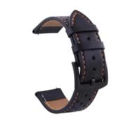 HELBAY Men's Leather Watch Straps 20mm, 22mm, Replacement Strap Accessory, Suitable for Everyday Casual Wear,Black Orange,24mm