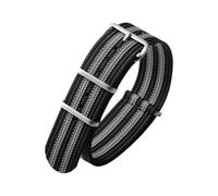 HELBAY Men's Nylon Braided Loop Straps, 18/19/20/22mm, Wristband Accessories,Black Grey,19mm