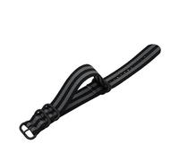 HELBAY Men's Nylon Canvas Watch Straps, 18mm, 20mm, 22mm, 24mm, Thickened Five-Ring Black Steel Buckle,Black Ash,20mm