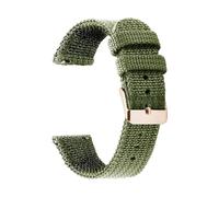 HELBAY Men's Nylon Canvas Woven Soft Watch Strap, 18mm, 20mm, 22mm, 24mm, Wristband Replacement Parts,Army Green-Rosegold,24mm