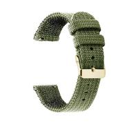 HELBAY Men's Nylon Canvas Woven Soft Watch Strap, 18mm, 20mm, 22mm, 24mm, Wristband Replacement Parts,Army Green-Gold,18mm