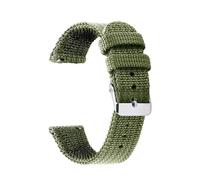 HELBAY Men's Nylon Canvas Woven Soft Watch Strap, 18mm, 20mm, 22mm, 24mm, Wristband Replacement Parts,Army Green-Silver,20mm