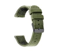 HELBAY Men's Nylon Canvas Woven Soft Watch Strap, 18mm, 20mm, 22mm, 24mm, Wristband Replacement Parts,Army Green-Black,20mm