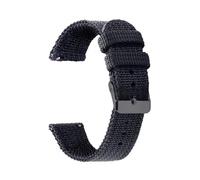 HELBAY Men's Nylon Canvas Woven Soft Watch Strap, 18mm, 20mm, 22mm, 24mm, Wristband Replacement Parts,Black-Black,20mm