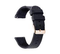 HELBAY Men's Nylon Canvas Woven Soft Watch Strap, 18mm, 20mm, 22mm, 24mm, Wristband Replacement Parts,Black-Rosegold,22mm