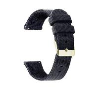 HELBAY Men's Nylon Canvas Woven Soft Watch Strap, 18mm, 20mm, 22mm, 24mm, Wristband Replacement Parts,Black-Gold,22mm