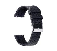 HELBAY Men's Nylon Canvas Woven Soft Watch Strap, 18mm, 20mm, 22mm, 24mm, Wristband Replacement Parts,Black-Silver,24mm