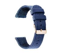 HELBAY Men's Nylon Canvas Woven Soft Watch Strap, 18mm, 20mm, 22mm, 24mm, Wristband Replacement Parts,Blue-Rosegold,20mm