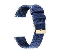 HELBAY Men's Nylon Canvas Woven Soft Watch Strap, 18mm, 20mm, 22mm, 24mm, Wristband Replacement Parts,Blue-Gold,18mm