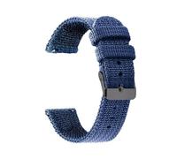 HELBAY Men's Nylon Canvas Woven Soft Watch Strap, 18mm, 20mm, 22mm, 24mm, Wristband Replacement Parts,Blue-Black,20mm