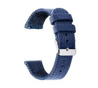HELBAY Men's Nylon Canvas Woven Soft Watch Strap, 18mm, 20mm, 22mm, 24mm, Wristband Replacement Parts,Blue-Silver,24mm