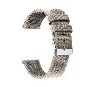 HELBAY Men's Nylon Canvas Woven Soft Watch Strap, 18mm, 20mm, 22mm, 24mm, Wristband Replacement Parts,Gray-Silver,18mm