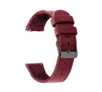 HELBAY Men's Nylon Canvas Woven Soft Watch Strap, 18mm, 20mm, 22mm, 24mm, Wristband Replacement Parts,Red-Black,18mm
