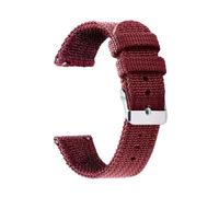 HELBAY Men's Nylon Canvas Woven Soft Watch Strap, 18mm, 20mm, 22mm, 24mm, Wristband Replacement Parts,Red-Silver,20mm