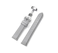 HELBAY Men's Nylon Leather Watch Strap, 20mm/22mm, Business Replacement Strap, Butterfly Buckle,Light Grey,22mm