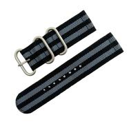 HELBAY Men's Nylon Watch Strap, 18mm/20mm/22mm 24mm Woven Canvas with Fine Steel Pin Buckle,Black Grey-B,22mm