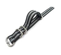 HELBAY Men's Nylon Watch Strap, 18mm/20mm/22mm 24mm Woven Canvas with Fine Steel Pin Buckle,Black Grey,20mm