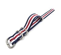HELBAY Men's Nylon Watch Strap, 18mm/20mm/22mm 24mm Woven Canvas with Fine Steel Pin Buckle,Blue White Red 5,22mm