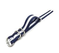 HELBAY Men's Nylon Watch Strap, 18mm/20mm/22mm 24mm Woven Canvas with Fine Steel Pin Buckle,Blue White Blue,22mm