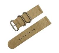 HELBAY Men's Nylon Watch Strap, 18mm/20mm/22mm 24mm Woven Canvas with Fine Steel Pin Buckle,Khaki-B,18mm